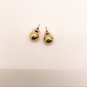 Minimalist Gold Tone Ball Stud Earrings